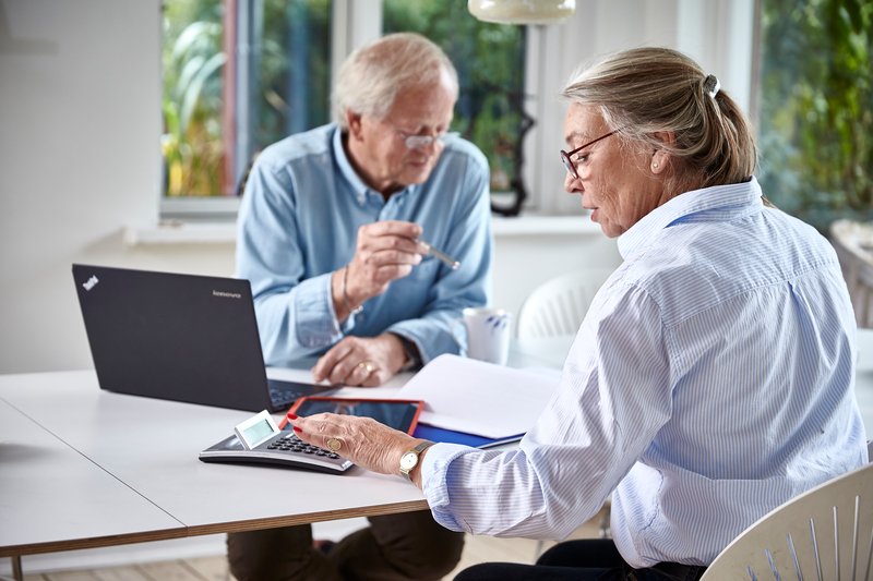 Inger 69 Ã¥r (2016), Gerhardt 74 Ã¥r (2016), ringbind, mappe, planlÃ¦gge, budget, regnemaskine, lommeregner