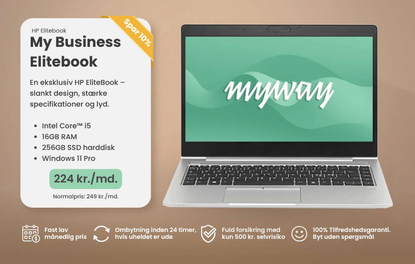 Forskellige typer bærbar computere som man kan leje hos MyWay med pris og andre praktiske informationer