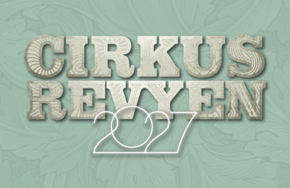 Cirkusrevyen 2027-logo på grøn baggrund.