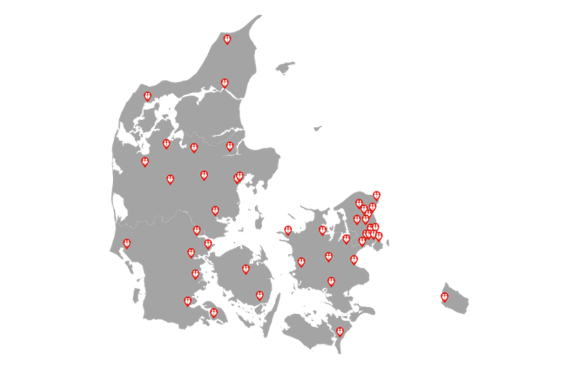 Steder hvor du kan blive vaccineret hos Danske Lægers Vaccinations Service