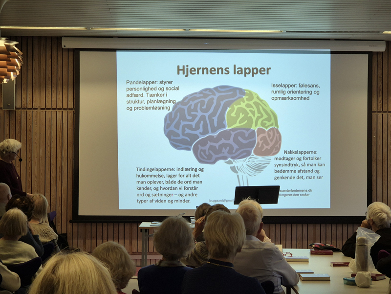 Lis Puggaard, sundhedskonsulent og tidligere forsker ved Syddansk Universitet, kom onsdag den 5. november på besøg i Ældre Sagen på Rønne Bibliotek. (Foto: Irene Dunker).