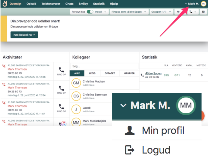 Skærmbillede fra Relatel