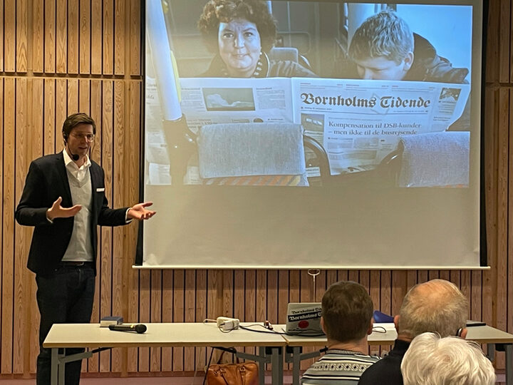 Kristoffer Gravgaard fortæller om Bornholms Tidende netop nu og hvor vi er på vej hen med øens eneste dagblad (foto: Margrit Skott)