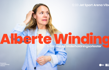 Koncertplakat med Alberte Winding - oplev koncerten i Tinghallen