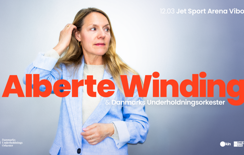 Koncertplakat med Alberte Winding - oplev koncerten i Tinghallen